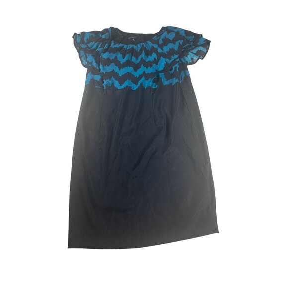 Alyx Chevron Flutter Sleeve Dress‎ Women's 16W Blue & Black Knee Length - Picture 2 of 7